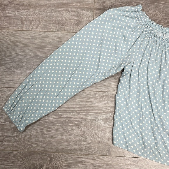 Rewind Polka Dot Off The Shoulder Cropped Button Down Blouse XL - Picture 4 of 16